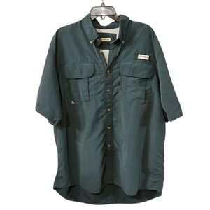 Magellan Outdoors Dark Green Fishing Shirt Lightweight Men's size XL w/ 2 FLAWS
